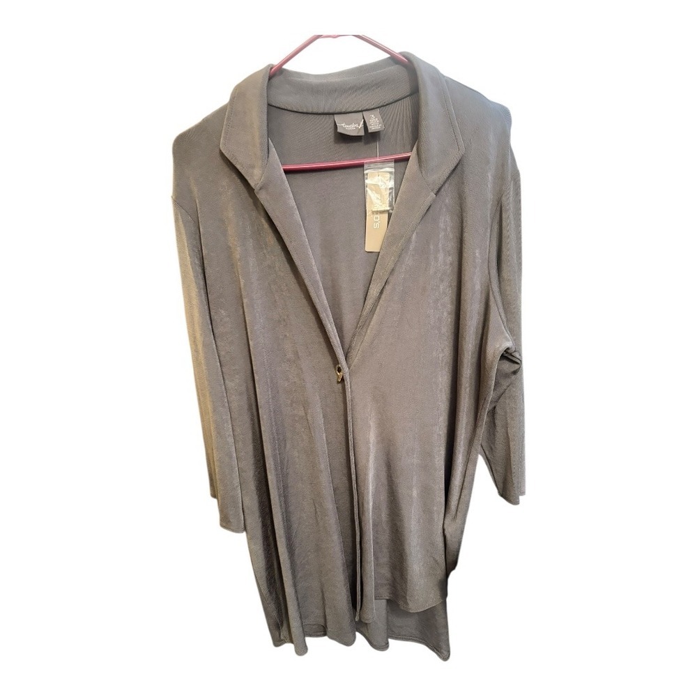 NWT Travelers by Chico's Gray Long Sleeve Open Front‎ Cardigan Top Size 3